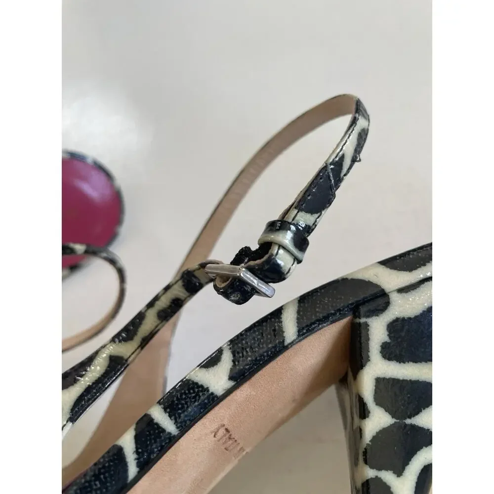 Kate Spade NY Heels Womens Size 9.5 B Slingback Black White Giraffe Stiletto